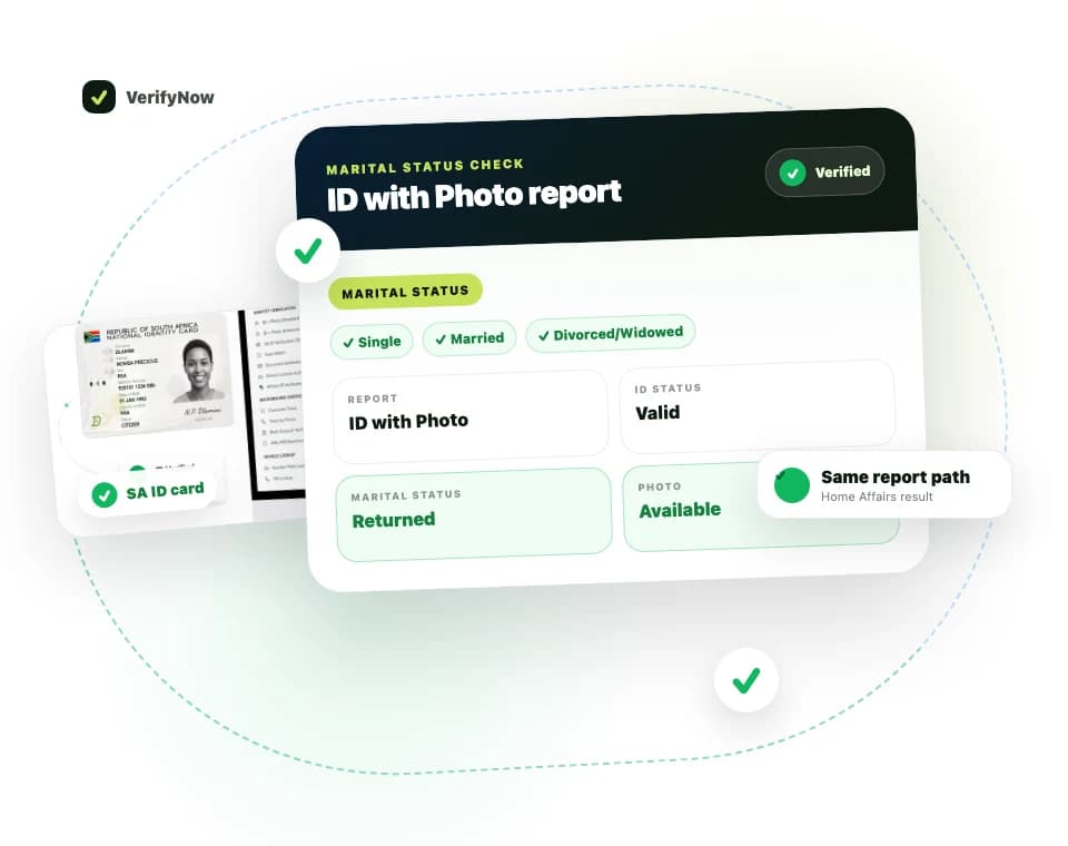 VerifyNow Home Affairs ID with Photo report showing marital status returned as part of the report