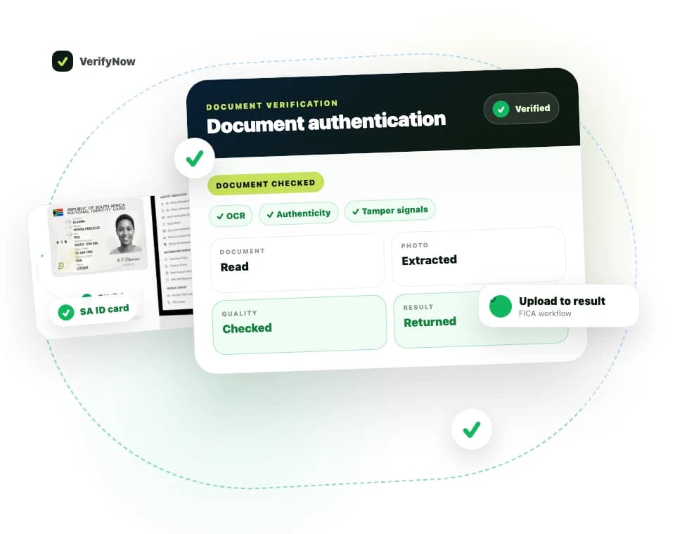 VerifyNow document verification result showing OCR, authenticity and tamper-signal checks