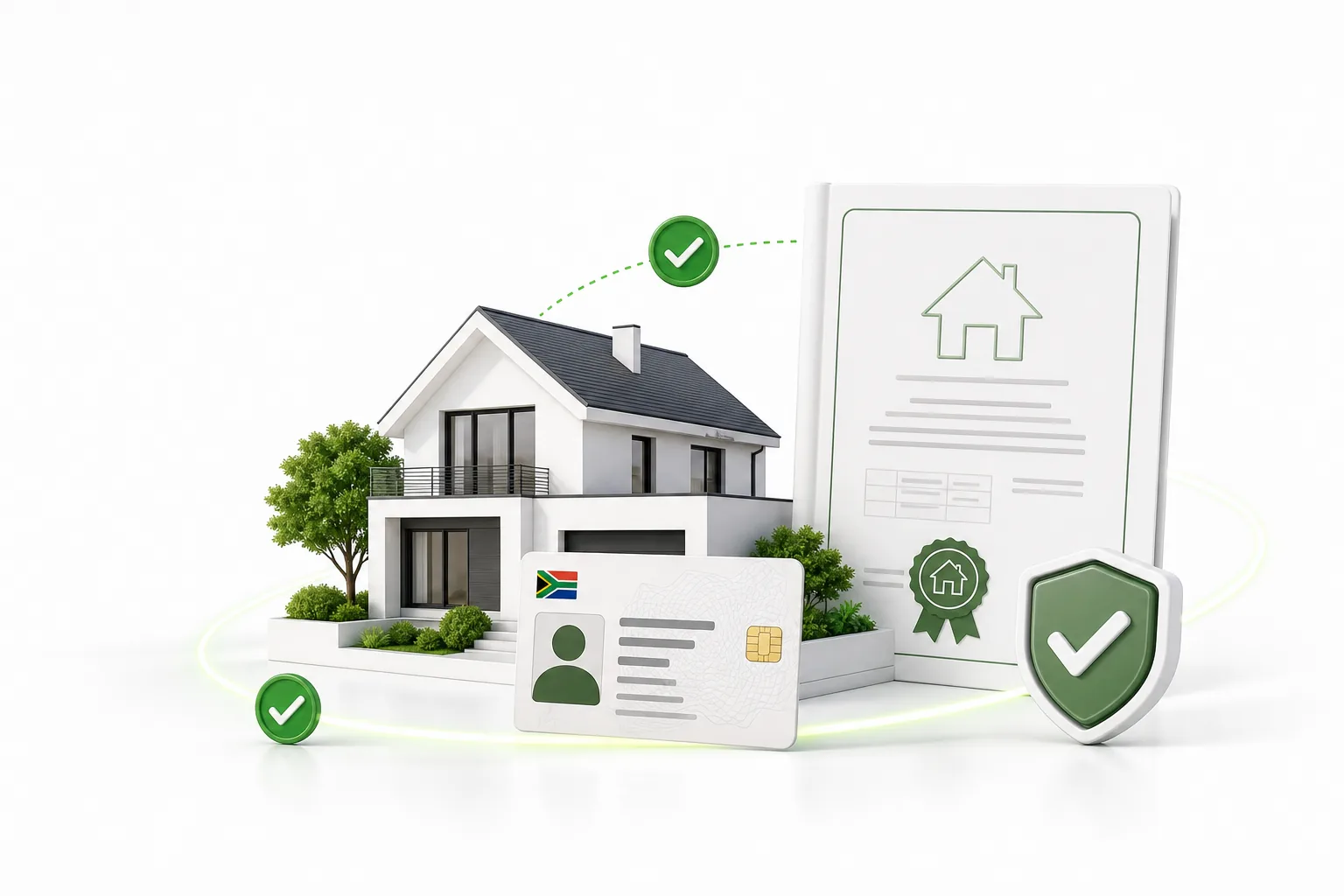 South African property search showing a home, identity card, title deed and verified property record