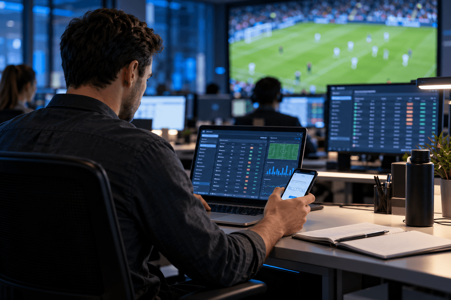 Illustration of an online betting operations team reviewing account verification