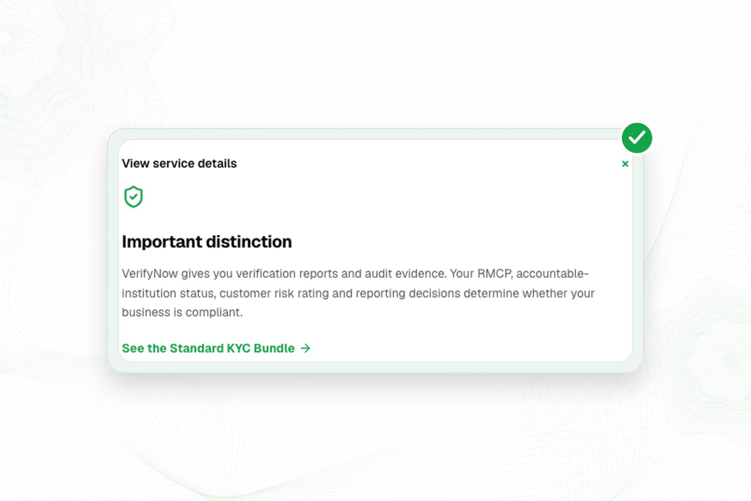VerifyNow FICA compliance hero explaining that verification reports support an organisation's own RMCP and reporting decisions